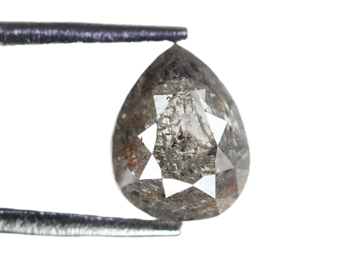 1.10 CT Pear Shape Salt And Pepper Rustic Diamond For Statement Jewelry | Halo set Ring | Gift For Her - JayKrishna Diamond