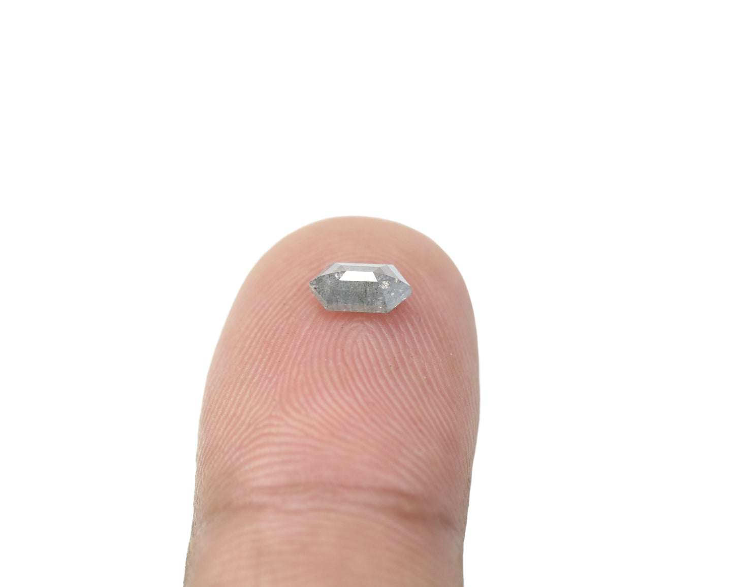 0.60 CT Hexagon Shape Salt and Pepper Rustic Diamond Halo Engagement Ring: A Unique Gift for Her - JayKrishna Diamond