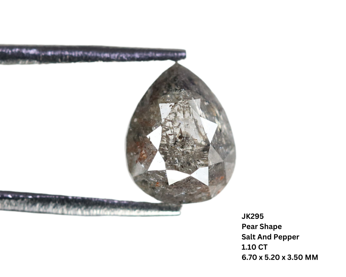 1.10 CT Pear Shape Salt And Pepper Rustic Diamond For Statement Jewelry | Halo set Ring | Gift For Her - JayKrishna Diamond