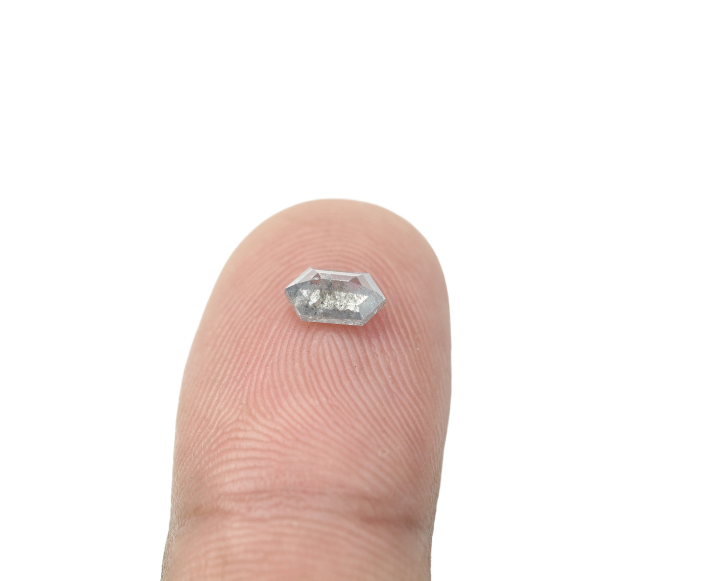 0.60 CT Hexagon Shape Salt and Pepper Rustic Diamond Halo Engagement Ring: A Unique Gift for Her - JayKrishna Diamond