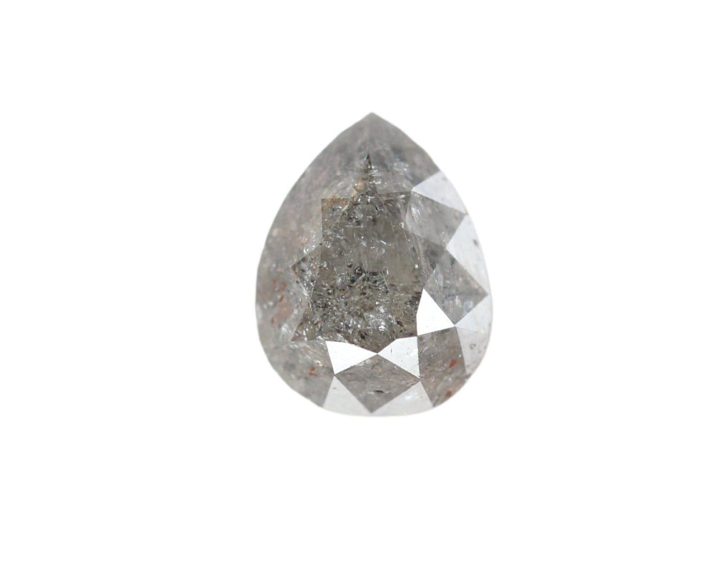 1.10 CT Pear Shape Salt And Pepper Rustic Diamond For Statement Jewelry | Halo set Ring | Gift For Her - JayKrishna Diamond