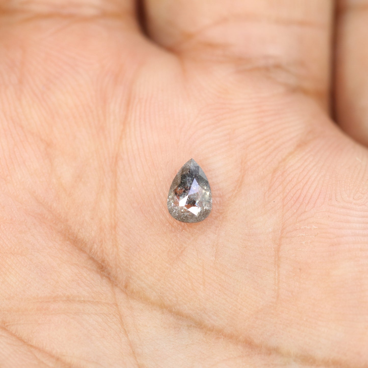 0.62 CT Pear Shape Salt and Pepper Rustic Diamond for a Unique Wedding or Engagement Ring: Ideal Gift for Your Girlfriend or Sister - JayKrishna Diamond