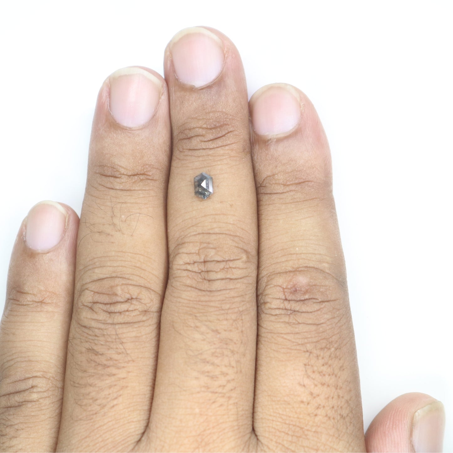0.50 CT Salt And Pepper Hexagon Shape Rustic Diamond For Halo set Ring | Bezel Set Ring | Gift For Her - JayKrishna Diamond