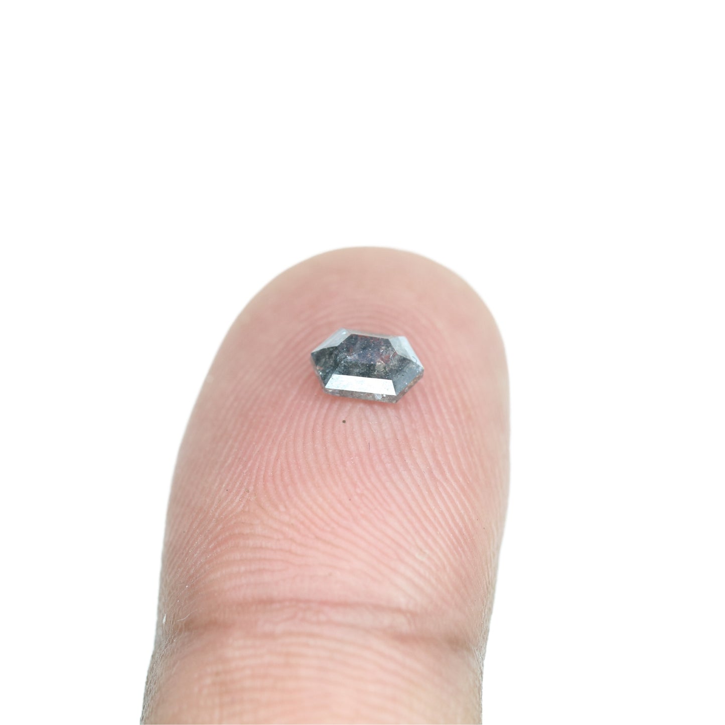 0.50 CT Salt And Pepper Hexagon Shape Rustic Diamond For Halo set Ring | Bezel Set Ring | Gift For Her - JayKrishna Diamond
