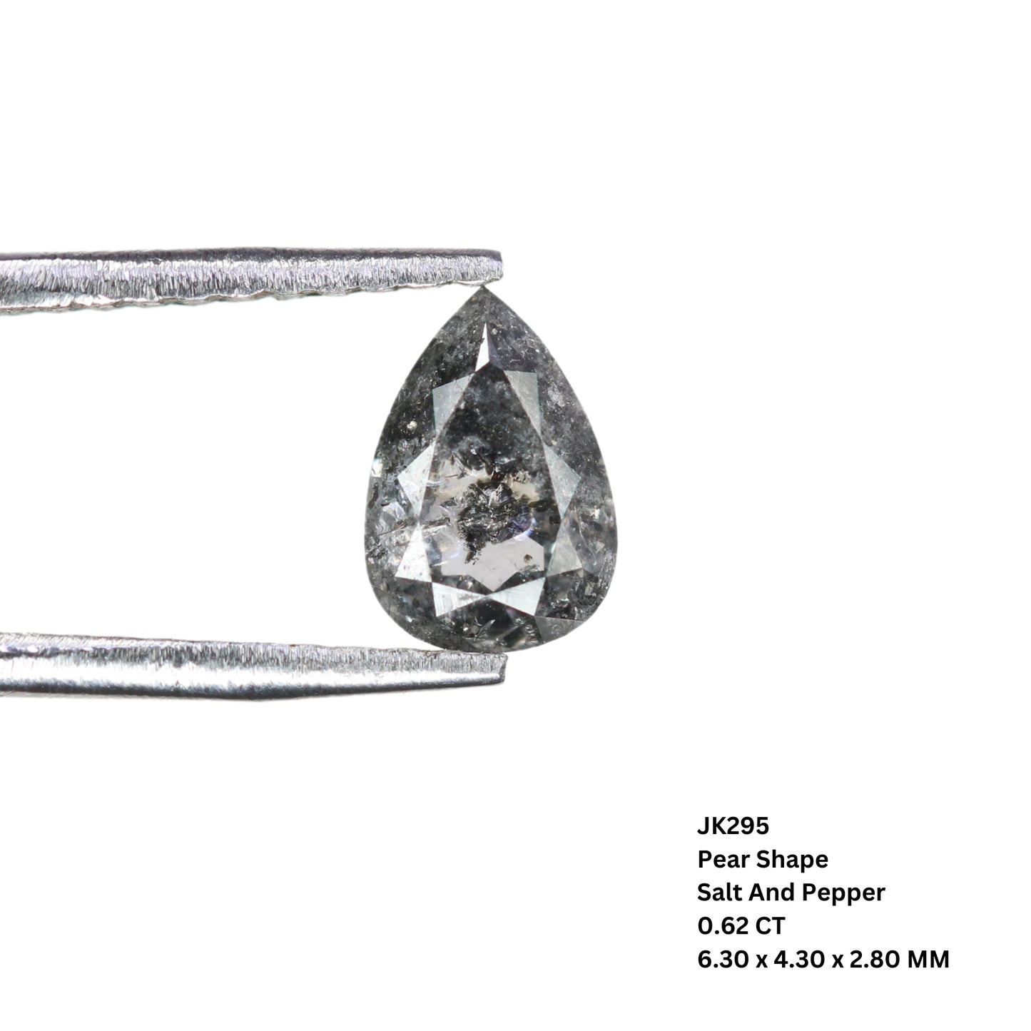 0.62 CT Pear Shape Salt and Pepper Rustic Diamond for a Unique Wedding or Engagement Ring: Ideal Gift for Your Girlfriend or Sister - JayKrishna Diamond