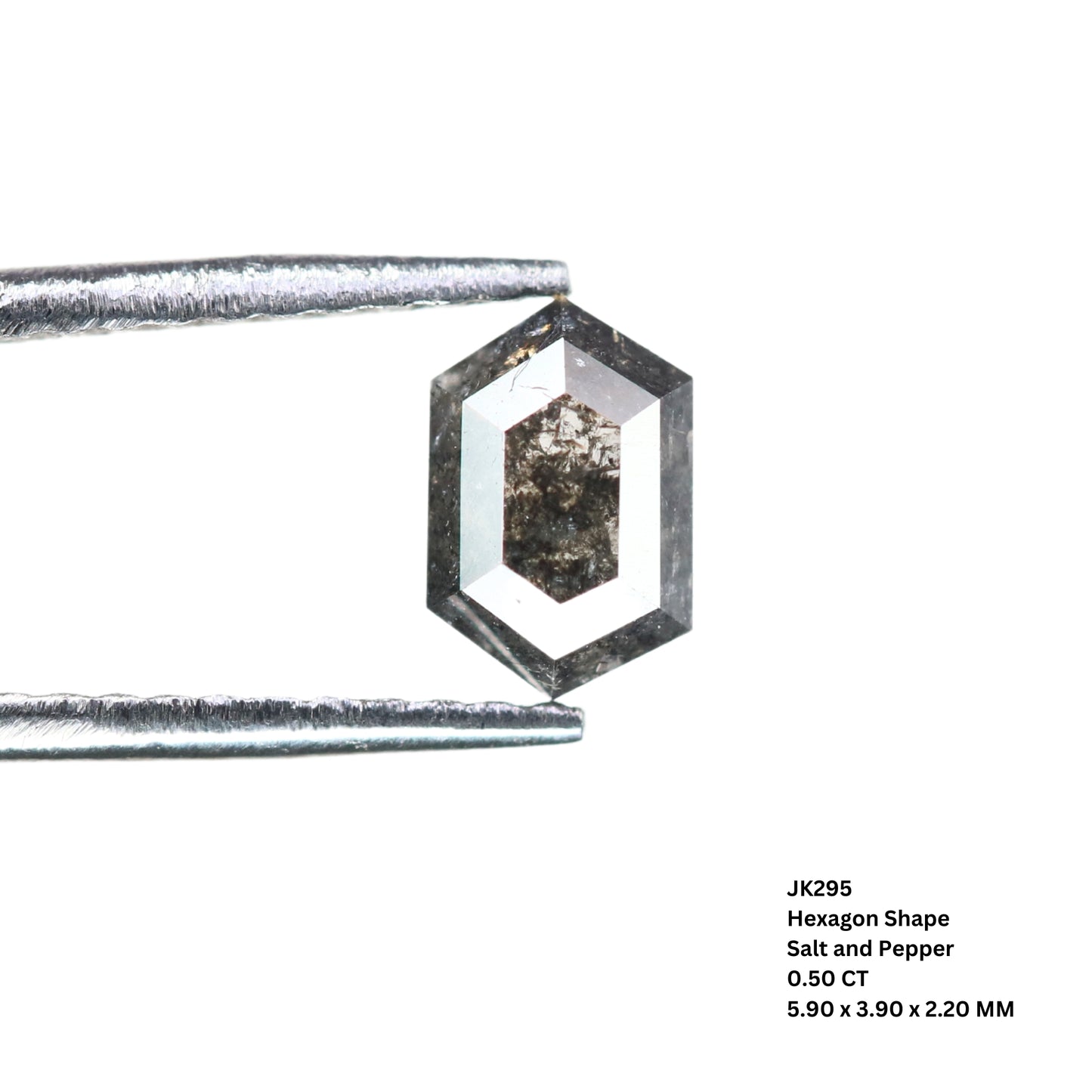 0.50 CT Salt And Pepper Hexagon Shape Rustic Diamond For Halo set Ring | Bezel Set Ring | Gift For Her - JayKrishna Diamond