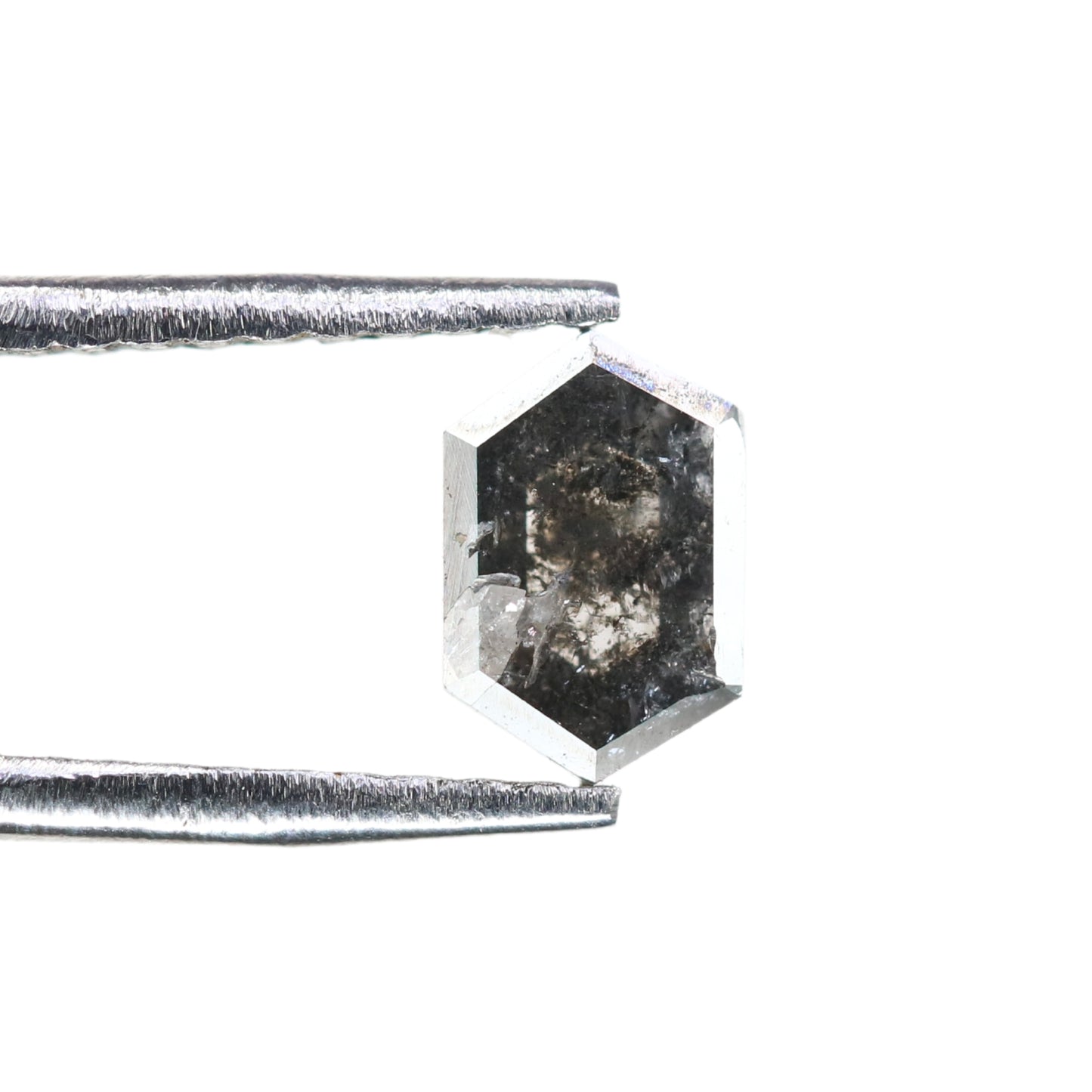0.50 CT Salt And Pepper Hexagon Shape Rustic Diamond For Halo set Ring | Bezel Set Ring | Gift For Her - JayKrishna Diamond