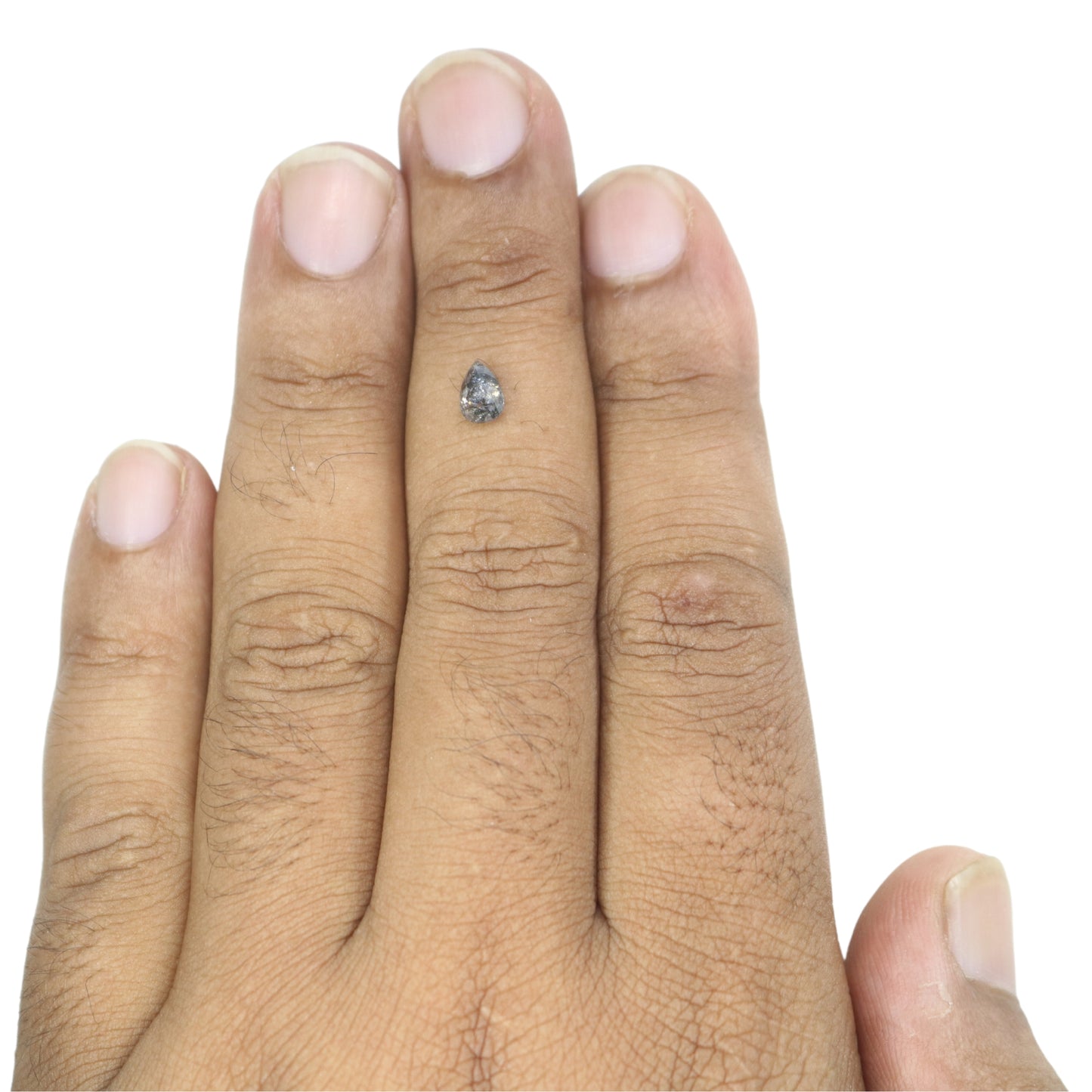 0.62 CT Pear Shape Salt and Pepper Rustic Diamond for a Unique Wedding or Engagement Ring: Ideal Gift for Your Girlfriend or Sister - JayKrishna Diamond