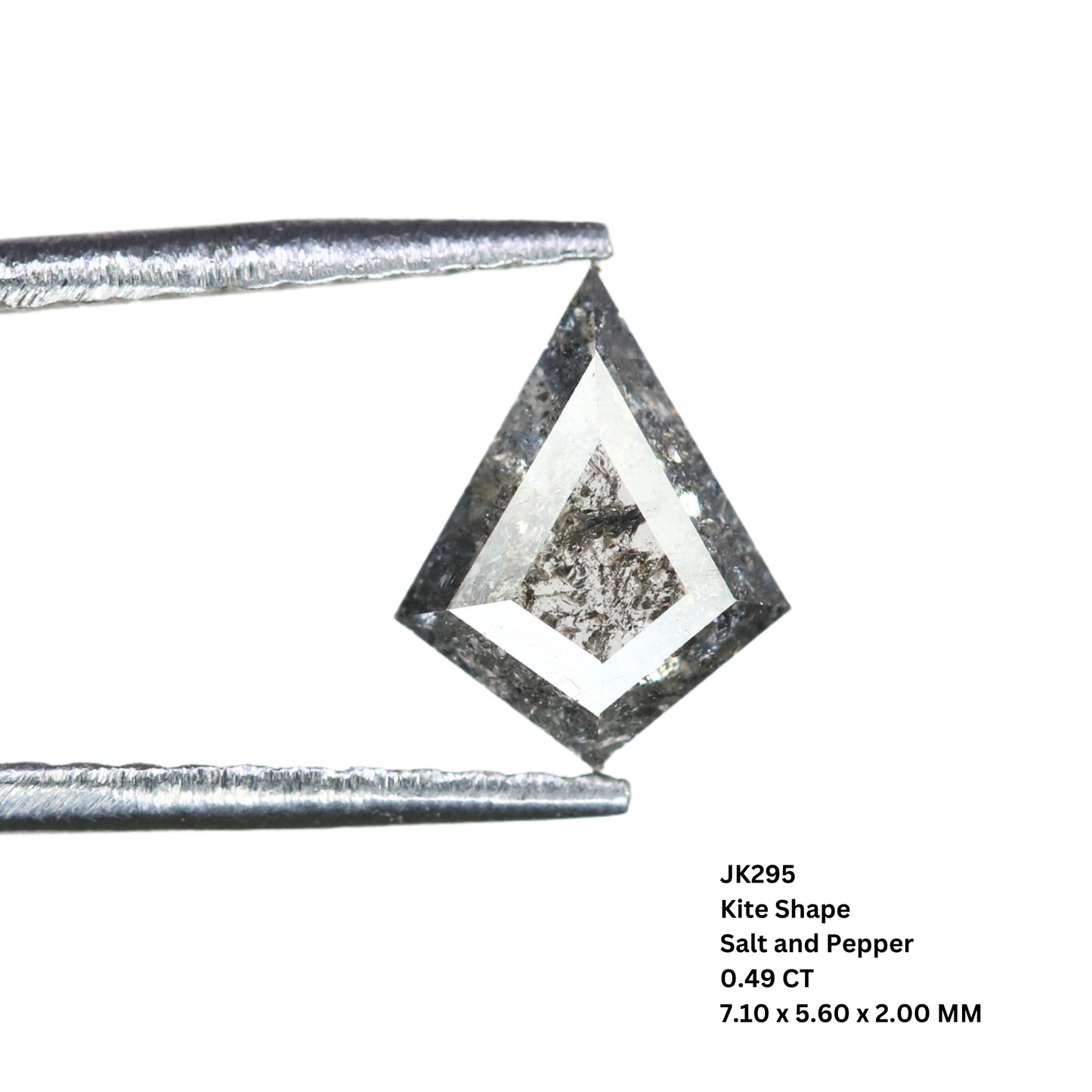 0.49 CT Kite Shape Salt And Pepper Rustic Natural Diamond For Bezel Set Ring | Halo Set Ring | Gift For Her - JayKrishna Diamond