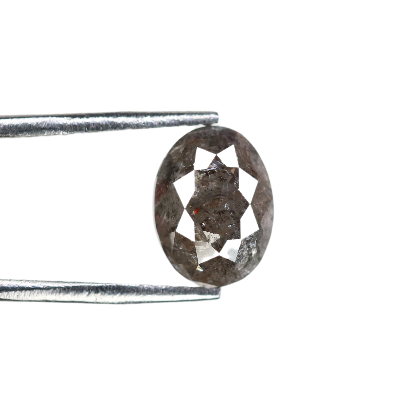 1.42 CT Oval Shape Salt And Pepper Rustic Diamond For Halo Set Ring | Wedding Gift - JayKrishna Diamond