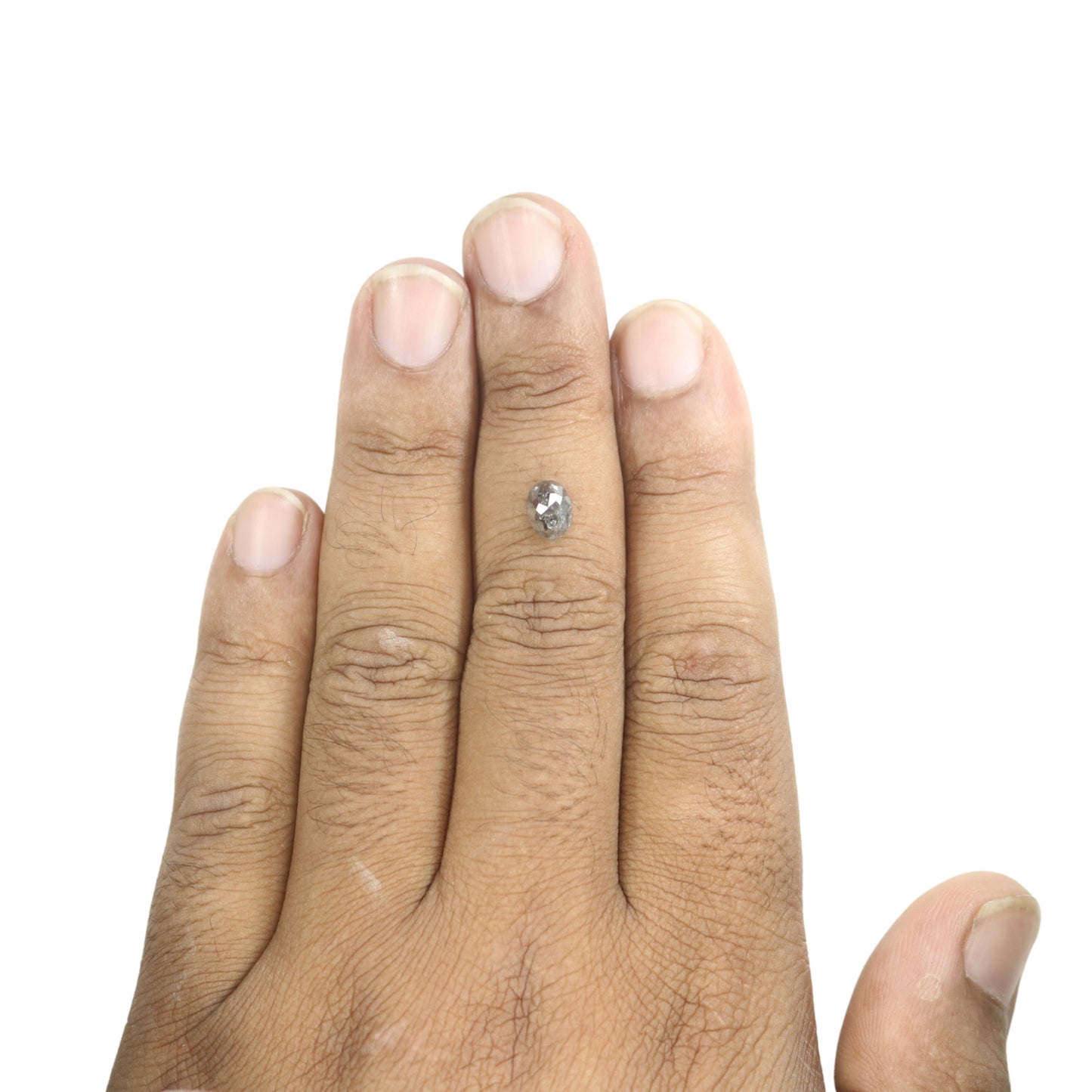 1.42 CT Oval Shape Salt And Pepper Rustic Diamond For Halo Set Ring | Wedding Gift - JayKrishna Diamond