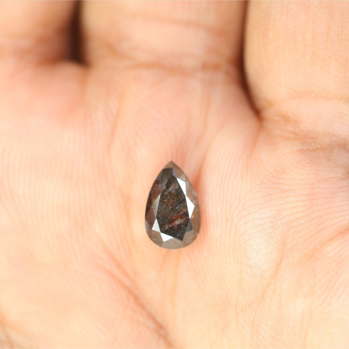 1.69 CT Pear Shape Salt And Pepper Rustic Diamond For Pendant | Diamond Ring | Gift For Her - JayKrishna Diamond