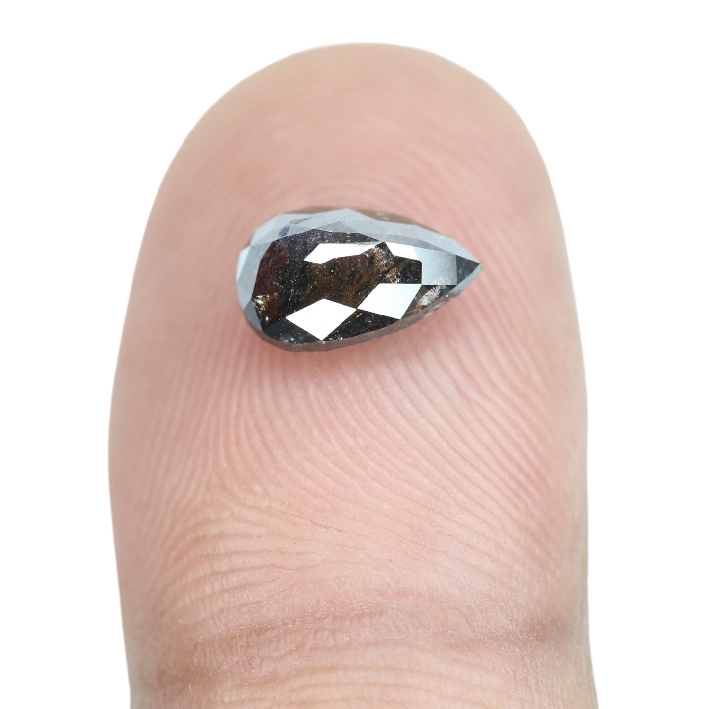 1.69 CT Pear Shape Salt And Pepper Rustic Diamond For Pendant | Diamond Ring | Gift For Her - JayKrishna Diamond