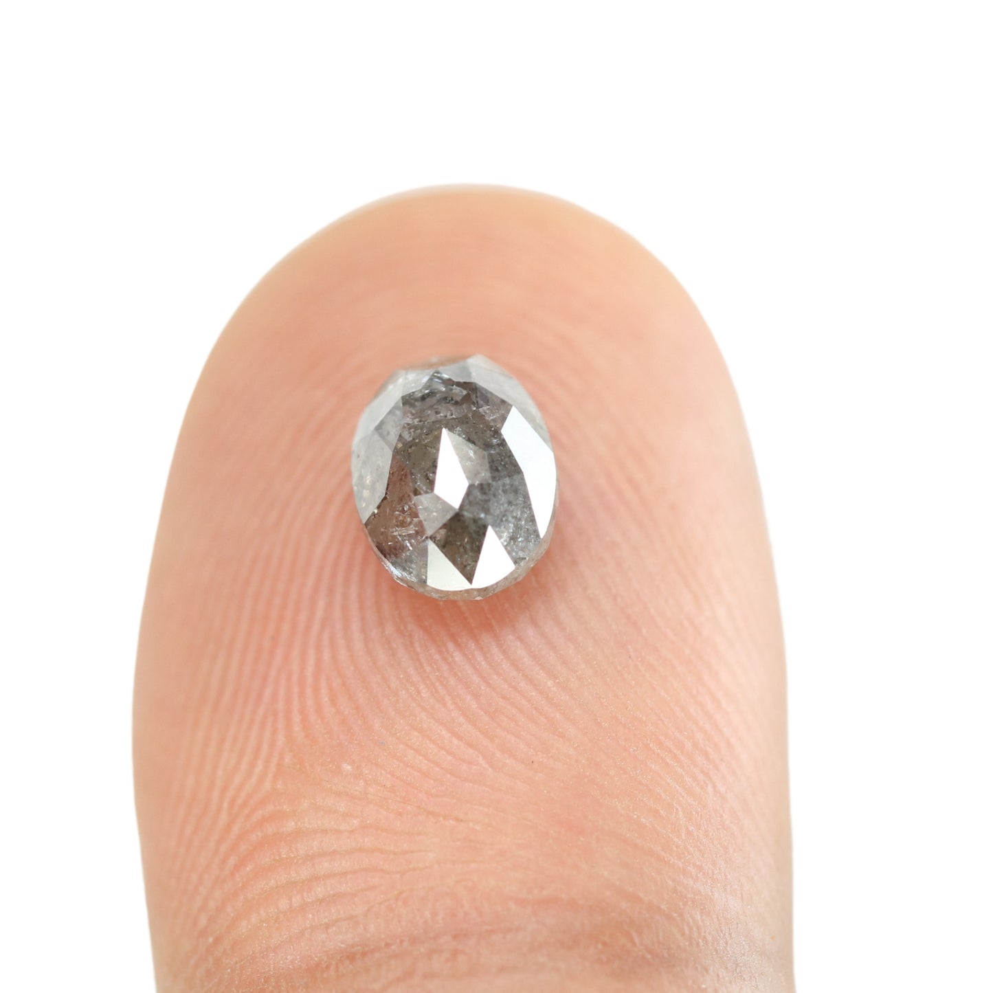 1.42 CT Oval Shape Salt And Pepper Rustic Diamond For Halo Set Ring | Wedding Gift - JayKrishna Diamond