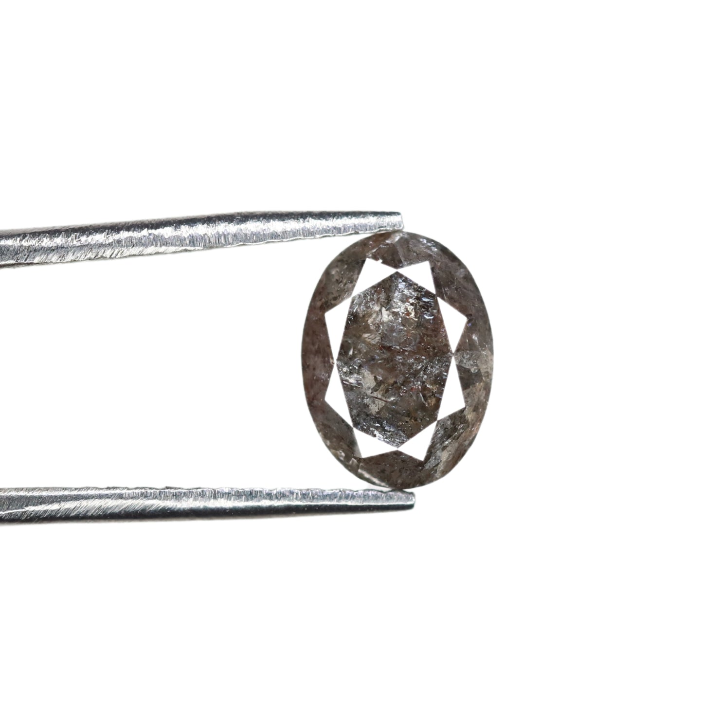 1.42 CT Oval Shape Salt And Pepper Rustic Diamond For Halo Set Ring | Wedding Gift - JayKrishna Diamond