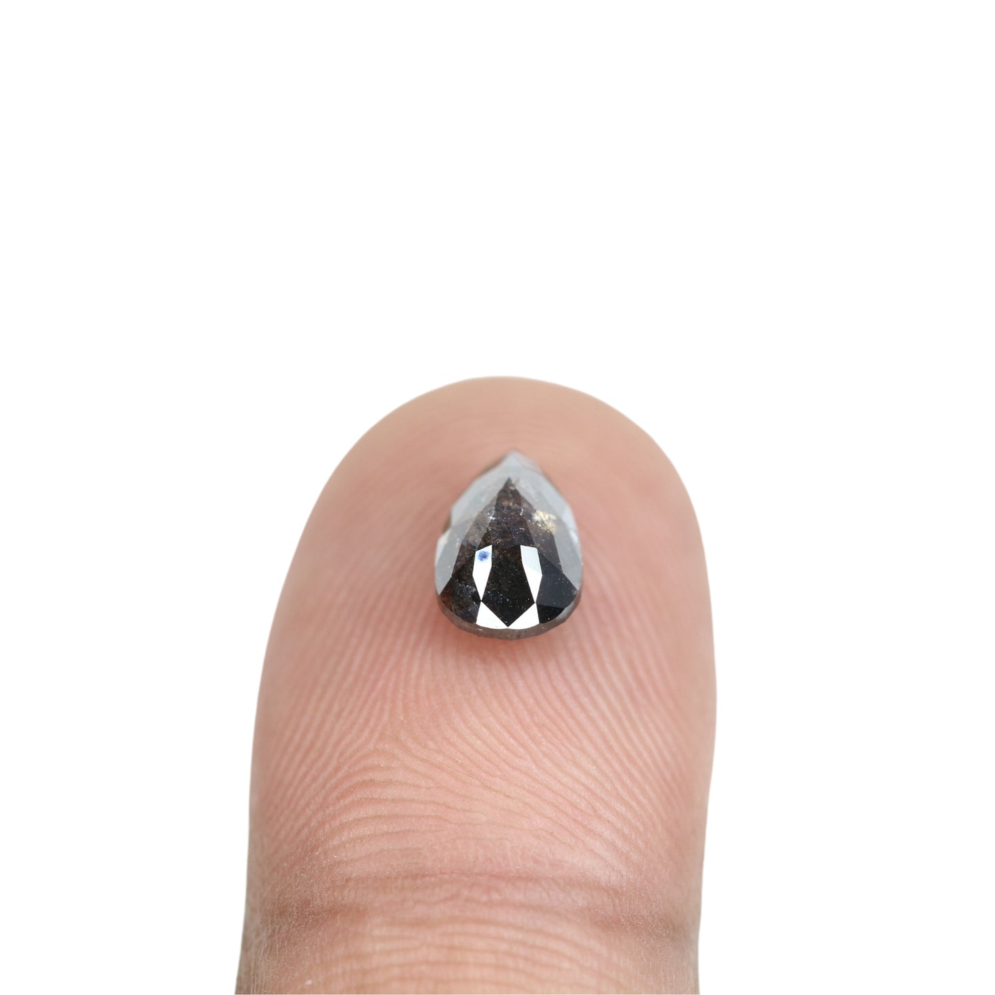 1.69 CT Pear Shape Salt And Pepper Rustic Diamond For Pendant | Diamond Ring | Gift For Her - JayKrishna Diamond