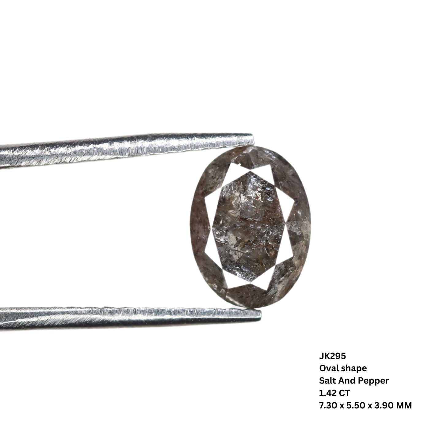 1.42 CT Oval Shape Salt And Pepper Rustic Diamond For Halo Set Ring | Wedding Gift - JayKrishna Diamond