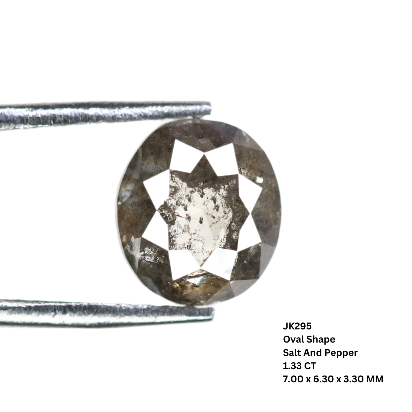 1.33 CT Oval Shape Salt And Pepper Rustic Diamond For Engagement Ring | Wedding Ring | Anniversary Gift - JayKrishna Diamond