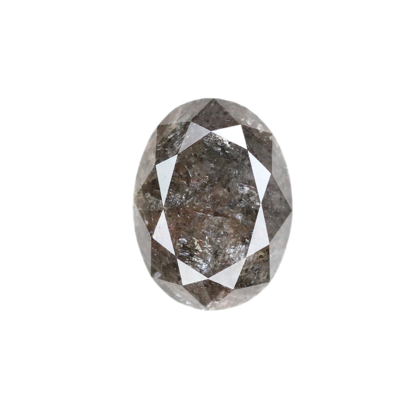 1.42 CT Oval Shape Salt And Pepper Rustic Diamond For Halo Set Ring | Wedding Gift - JayKrishna Diamond