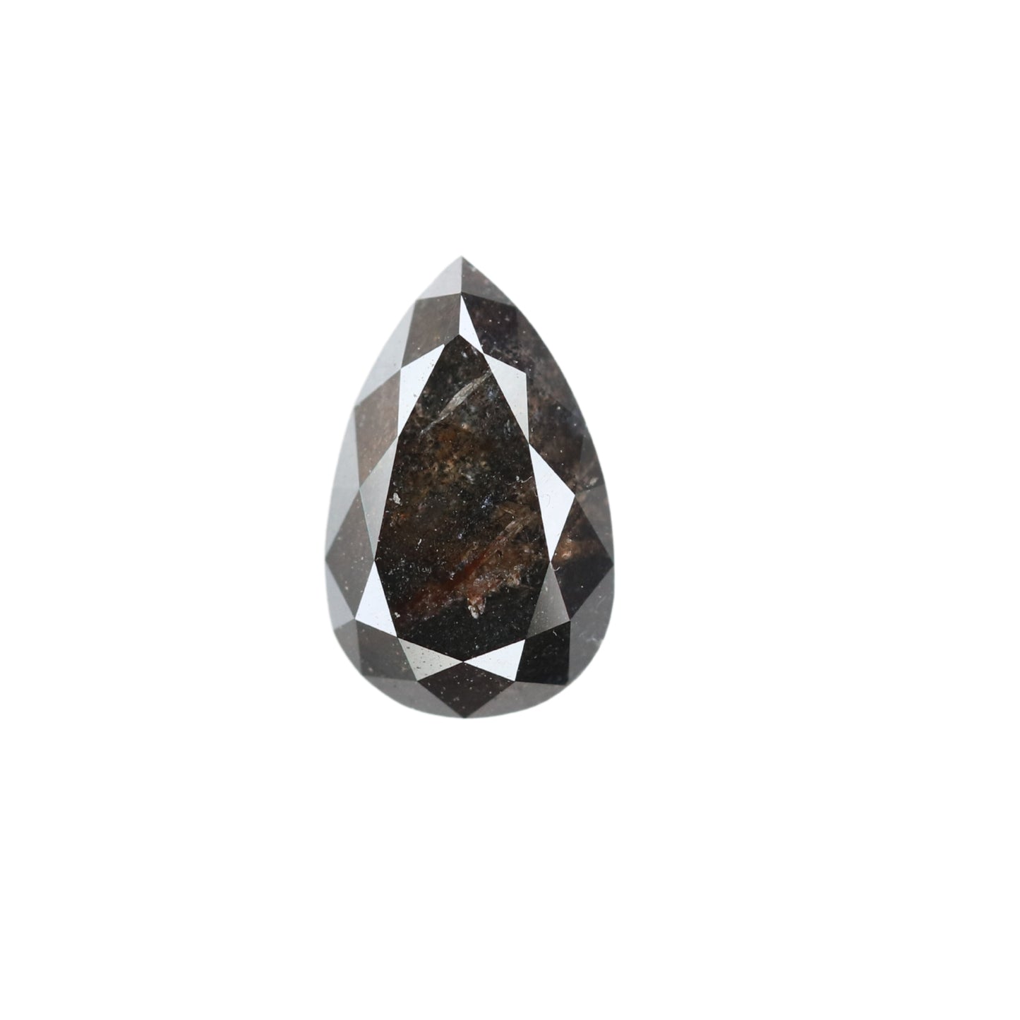 1.69 CT Pear Shape Salt And Pepper Rustic Diamond For Pendant | Diamond Ring | Gift For Her - JayKrishna Diamond