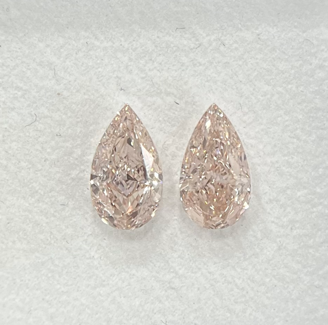 1.05 Carat Fancy Light Pink Brown Color Natural Diamond Pair.