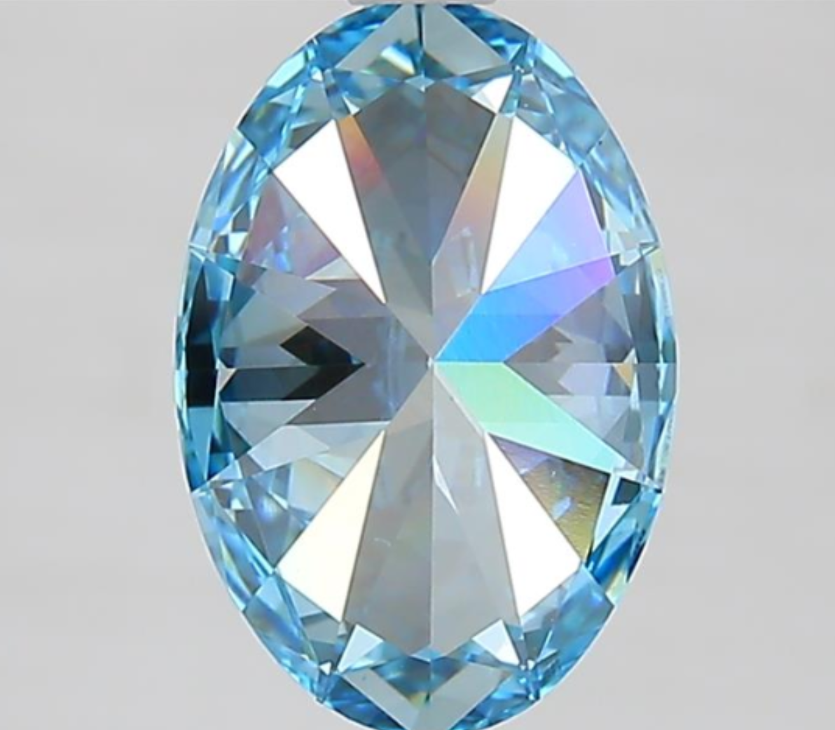 2.01 Carat Fancy Vivid Blue Oval Cut Lab Grown Diamond | VVS2 Clarity | IGI Certified Loose Diamond