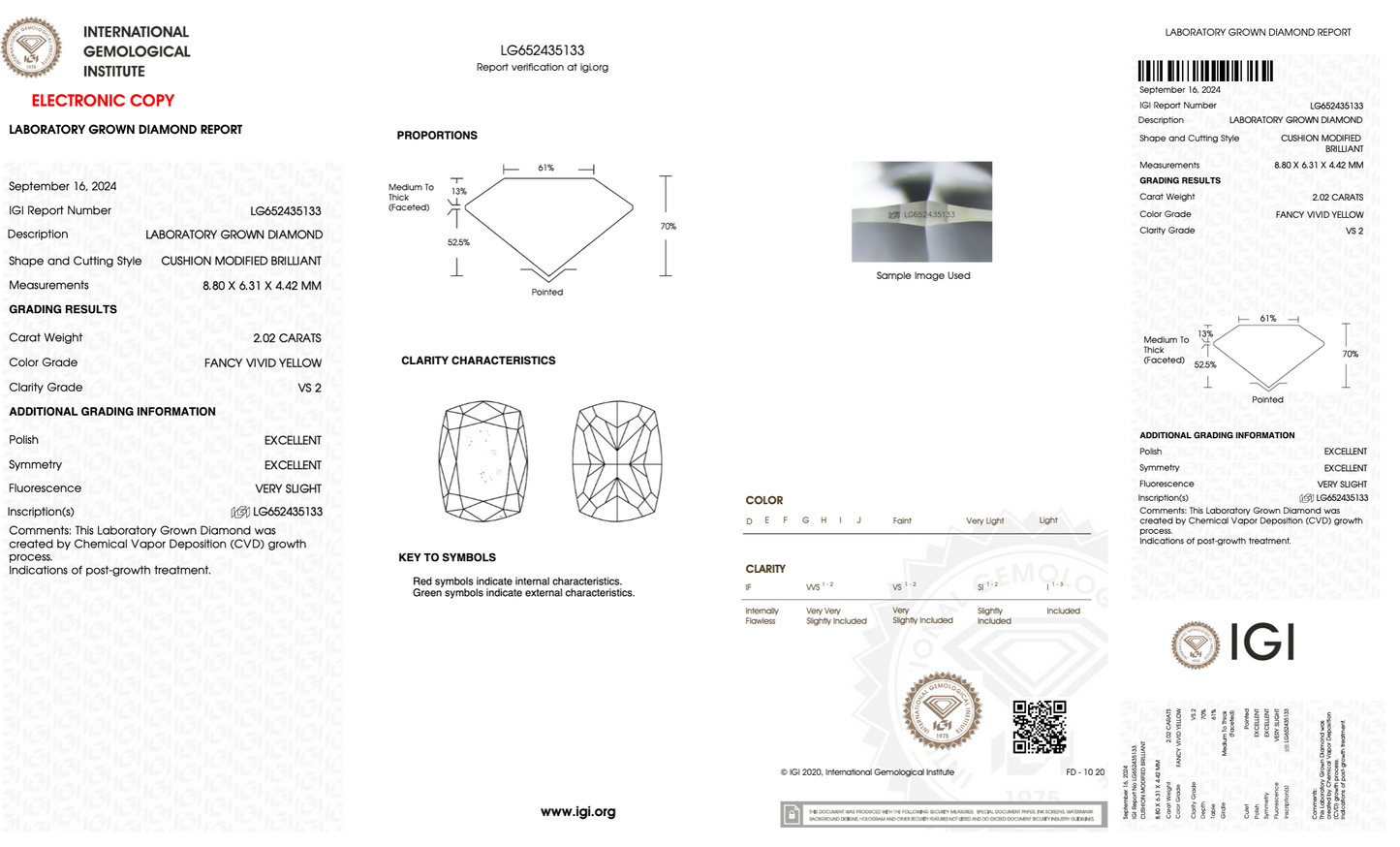 Certified Vivid Yellow Cushion Cut Lab Grown Diamond | IGI Certified VS2 Clarity Wholesale Diamond
