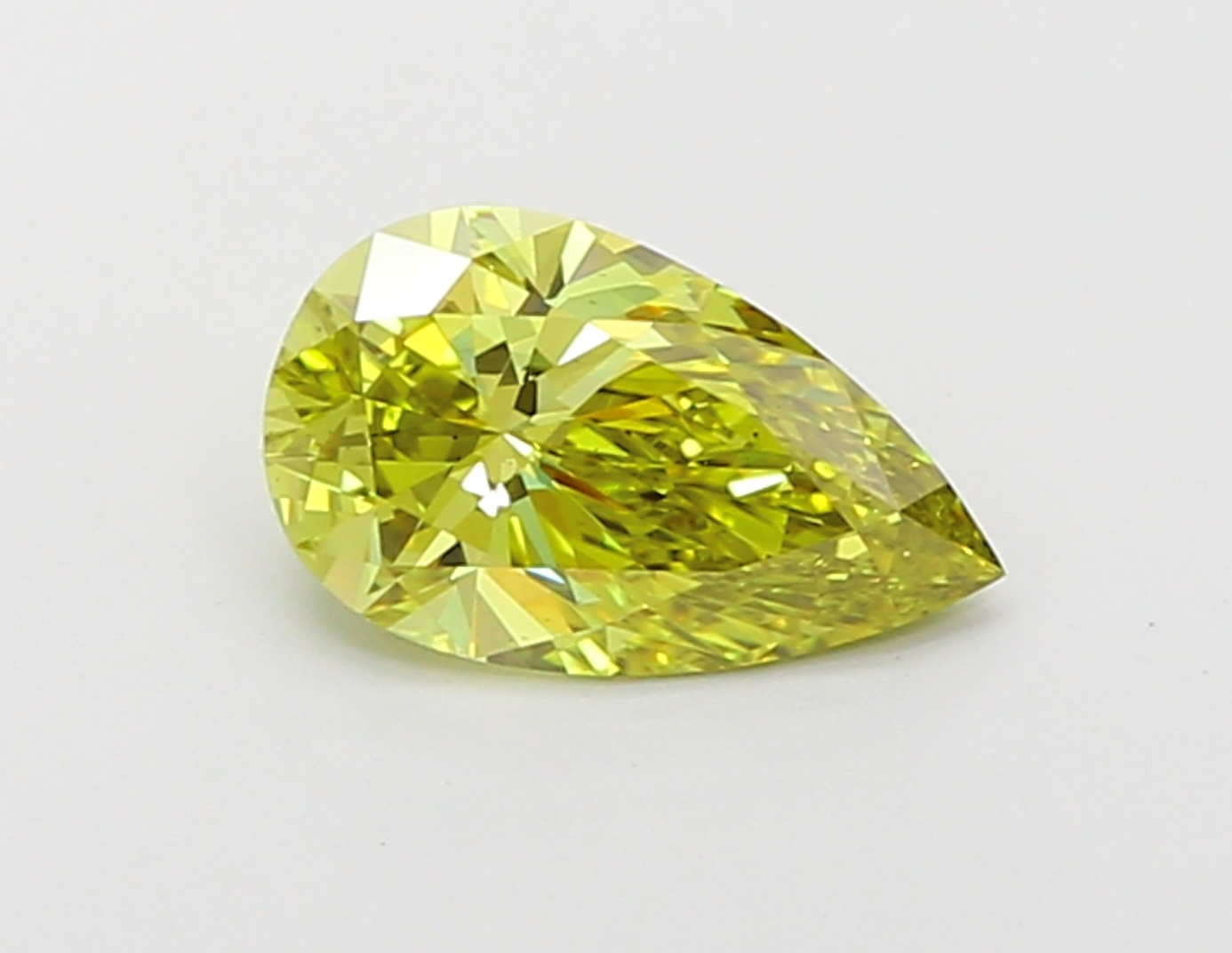 1.15 Carat Greenish Yellow Color Pear Cut IGI Certified Lab Grown Diamond