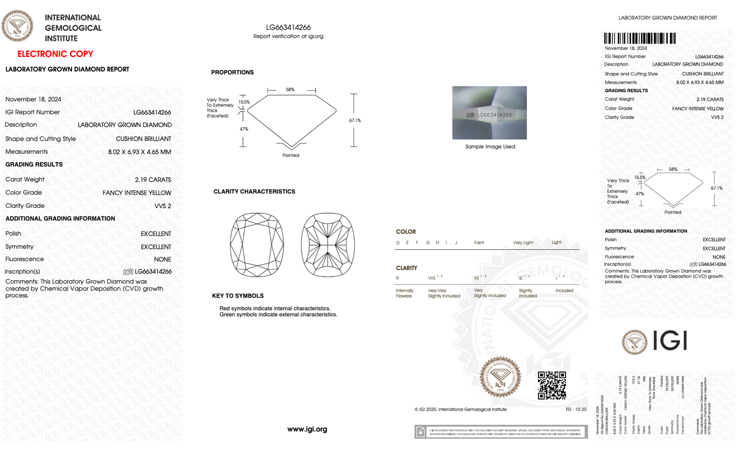 2.19 Carat Cushion Shape Fancy Color Lab Grown Diamond | IGI Certified Loose Diamond
