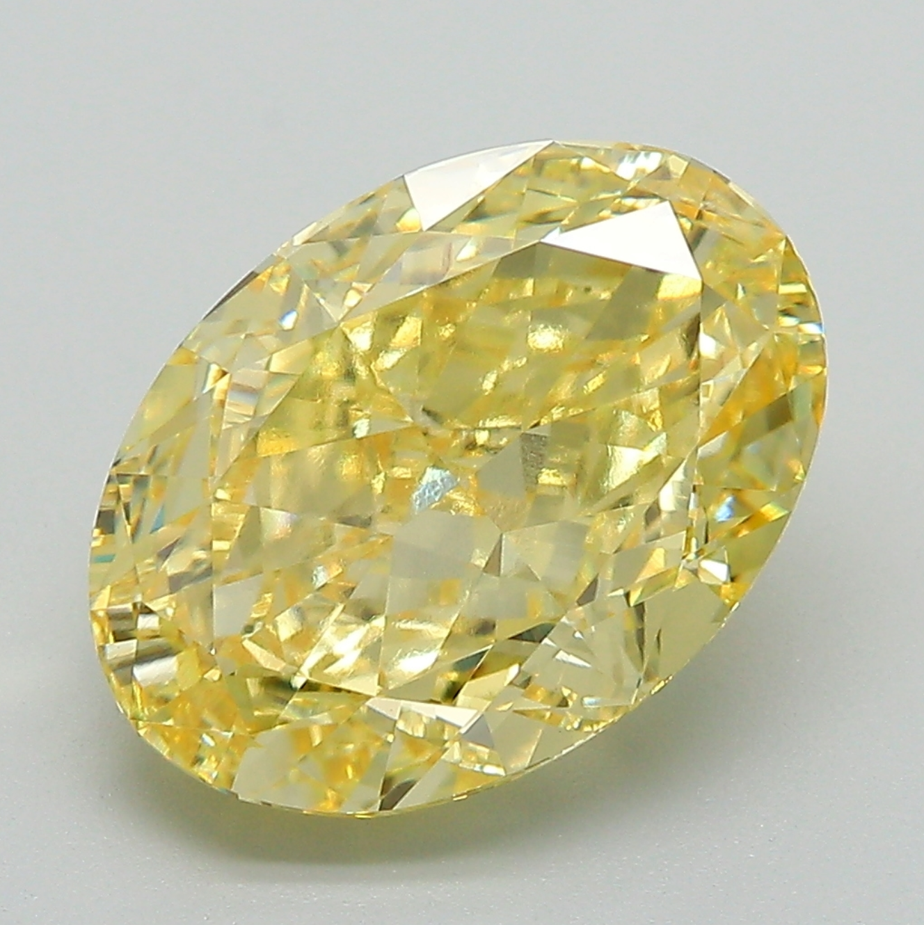5.06 Carat IGI Certified Fancy Vivid Yellow Oval Lab Grown Diamond | VVS2 Clarity Loose Stone
