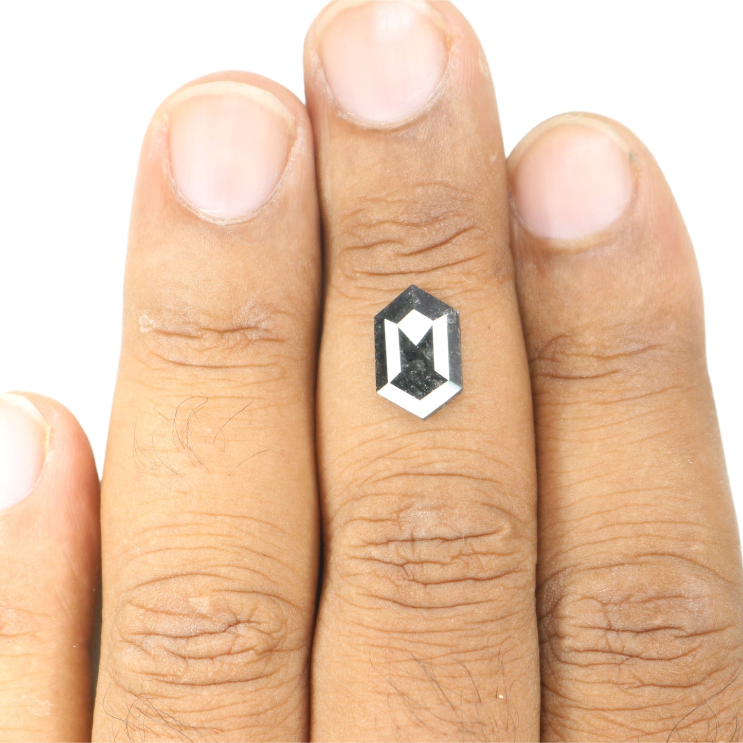 2.15 CT Natural Salt And Pepper Rustic Hexagon Diamond For Wedding Ring | Engagement Ring - JayKrishna Diamond