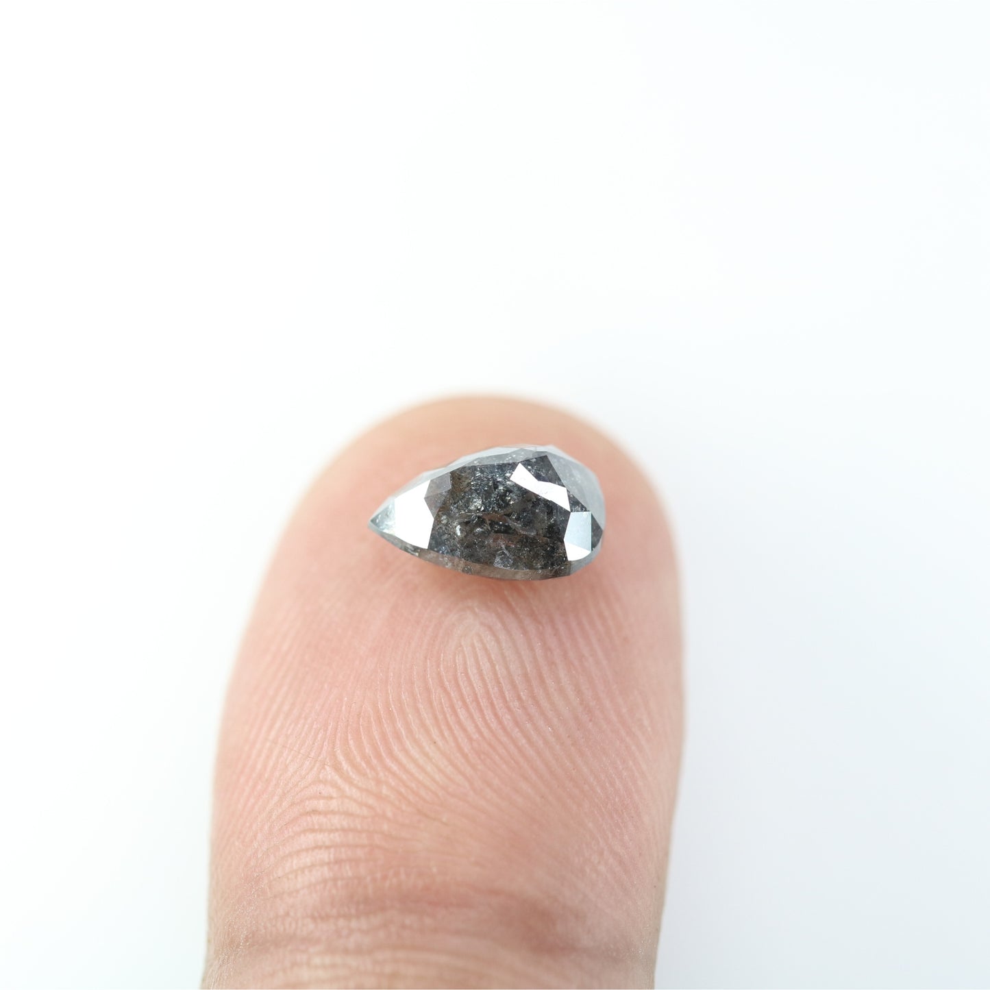 2.06 CT Pear Shape Salt And Pepper Rustic Diamond For Engagement Ring | Proposal Ring - JayKrishna Diamond