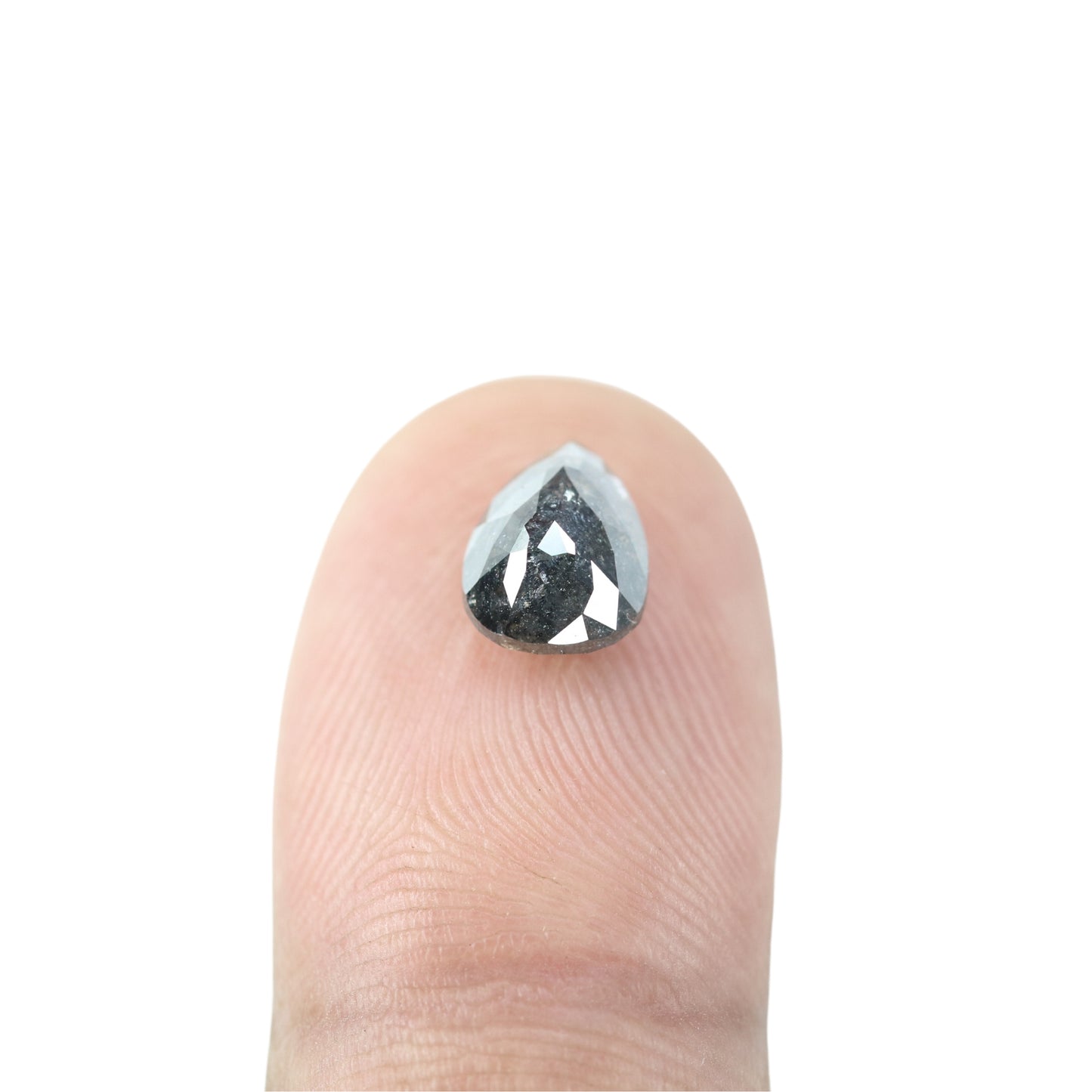 2.06 CT Pear Shape Salt And Pepper Rustic Diamond For Engagement Ring | Proposal Ring - JayKrishna Diamond