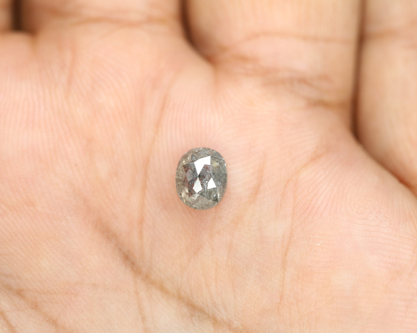 1.31 CT Oval Shape Salt And Pepper Rustic Diamond For Proposal Ring | Anniversary Gift | Birthday Gift - JayKrishna Diamond