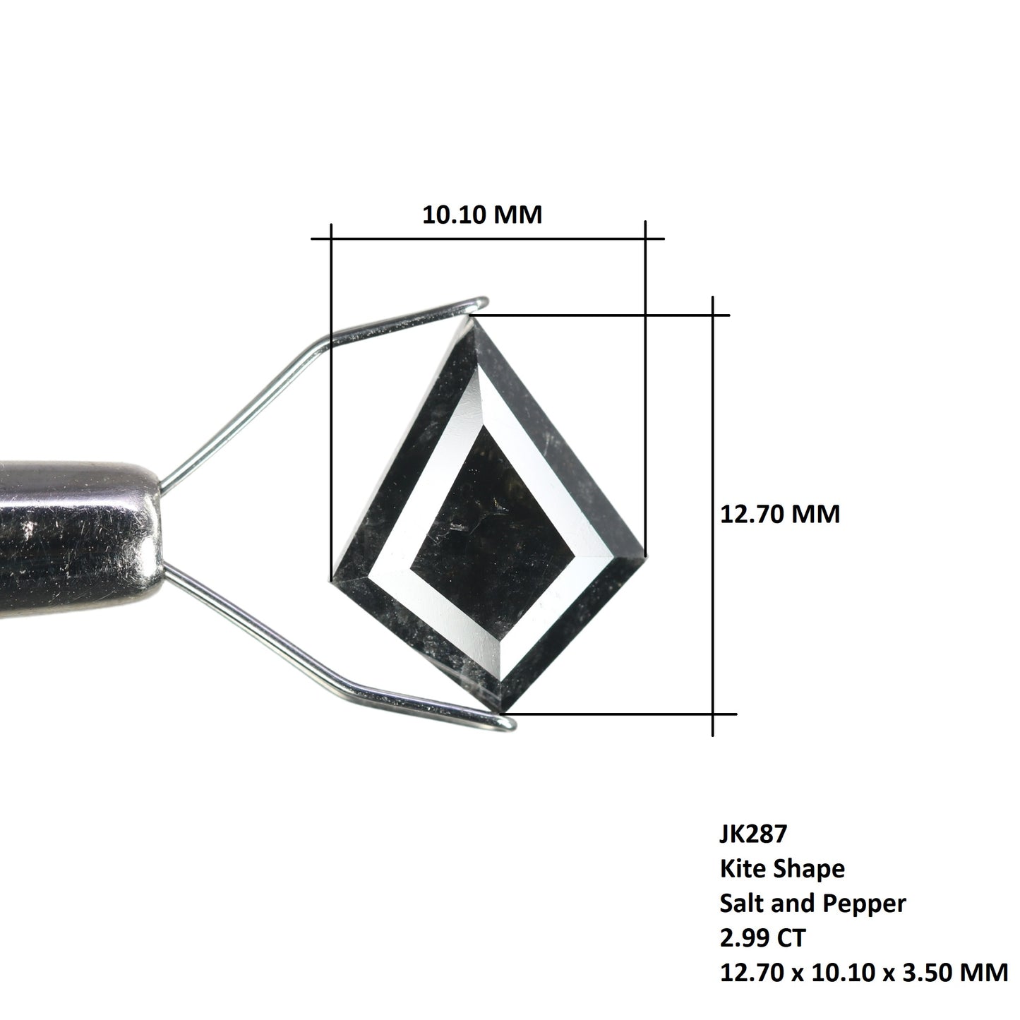 2.99 CT Natural Salt And Pepper Rustic Kite Shape Diamond For Engagement Ring - JayKrishna Diamond