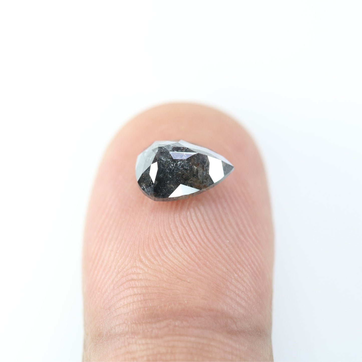 2.06 CT Pear Shape Salt And Pepper Rustic Diamond For Engagement Ring | Proposal Ring - JayKrishna Diamond