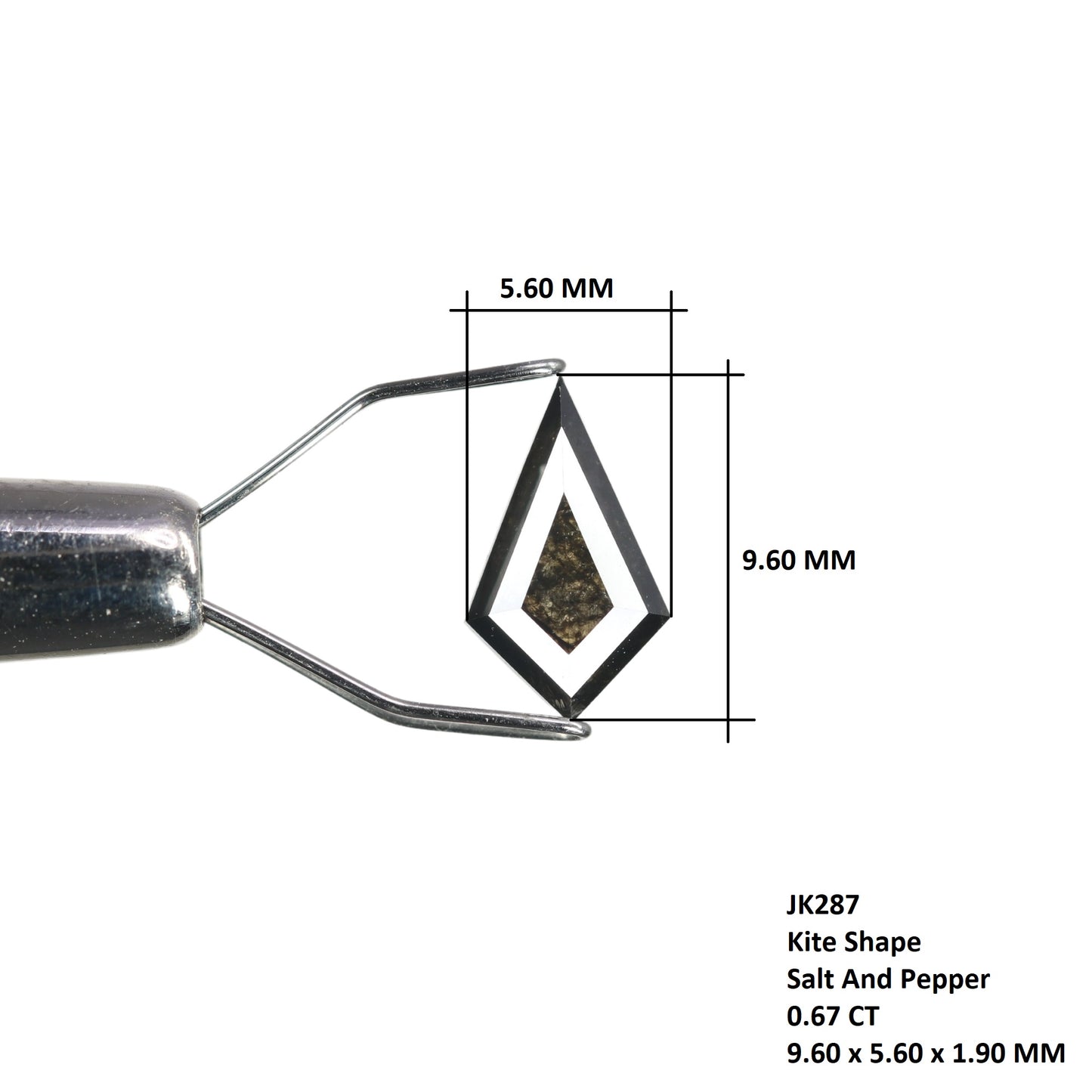0.67 CT Fancy Kite Shape Salt and Pepper Diamond for Engagement Ring - Unique Gemstone for Wedding Ring and Custom Jewelry Designs - JayKrishna Diamond