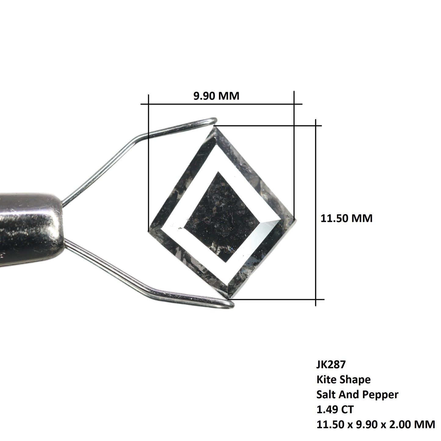 1.49 CT Kite Shape Fancy Salt And Pepper Diamond For Engagement Ring | Gift For Her - JayKrishna Diamond