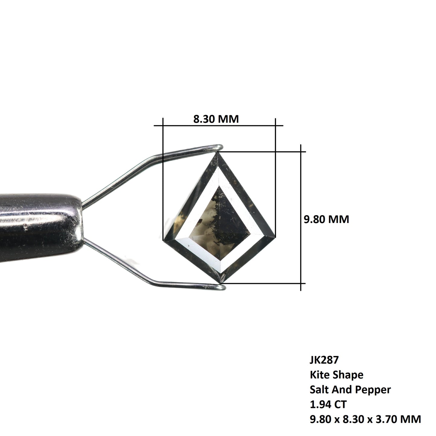 1.94 CT Fancy Kite Shape Salt And Pepper Diamond For Engagement Ring | Diamond Pendant - JayKrishna Diamond