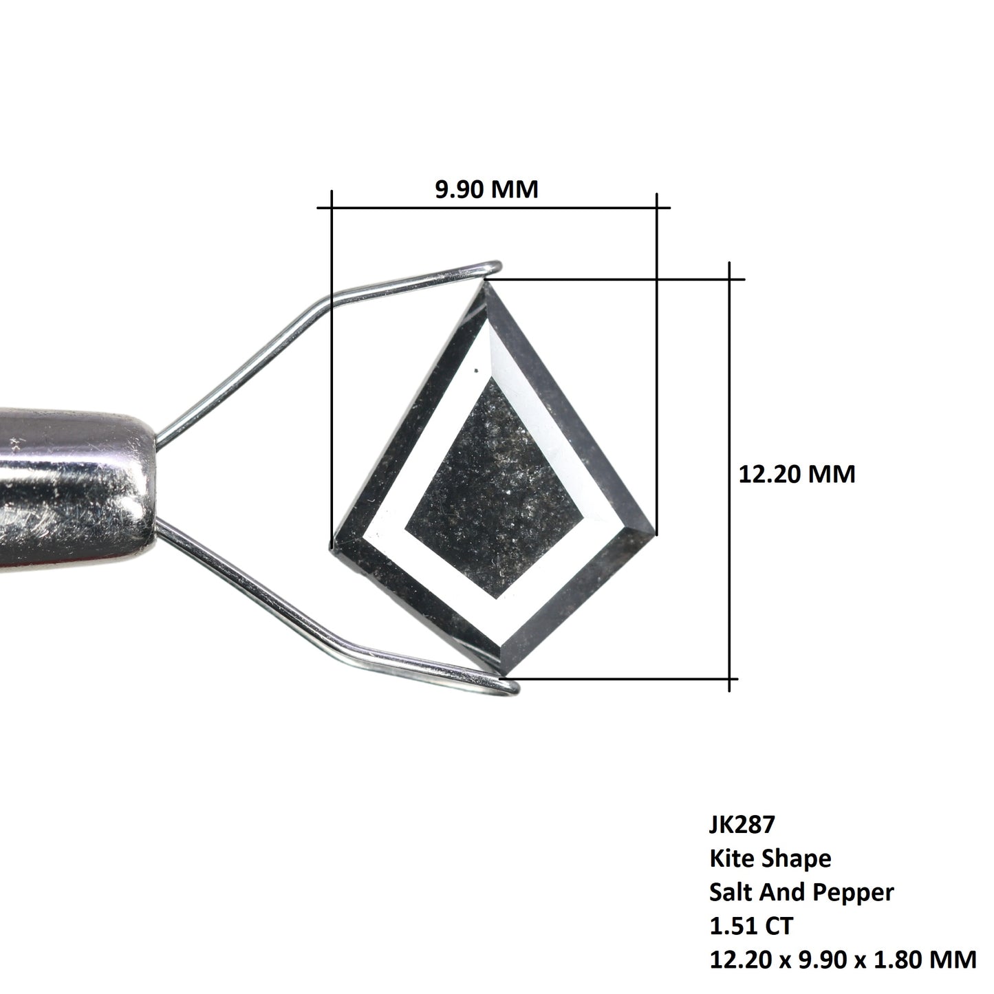 1.51 CT Fancy Salt And Pepper Kite Shape Diamond For Wedding Ring | Engagement Ring - JayKrishna Diamond