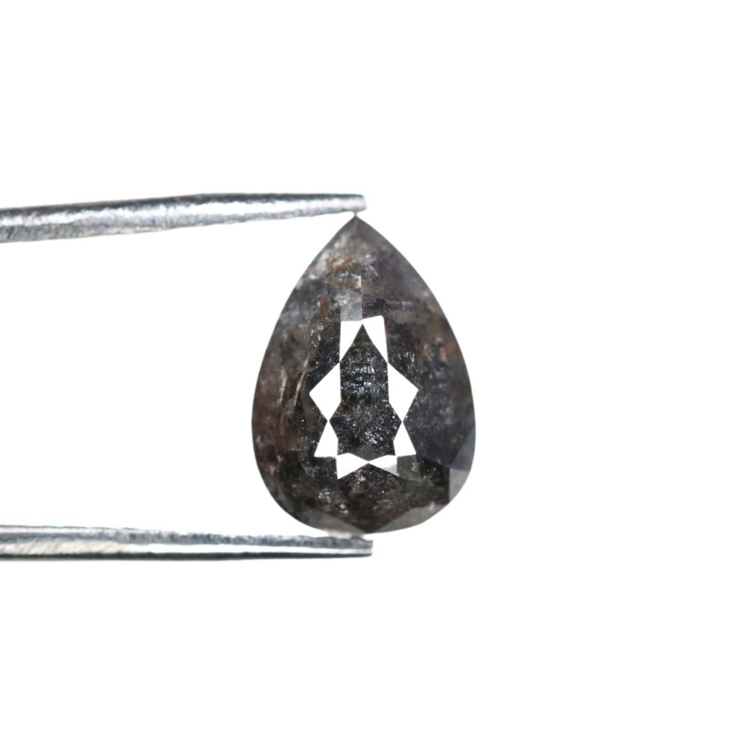 2.06 CT Pear Shape Salt And Pepper Rustic Diamond For Engagement Ring | Proposal Ring - JayKrishna Diamond