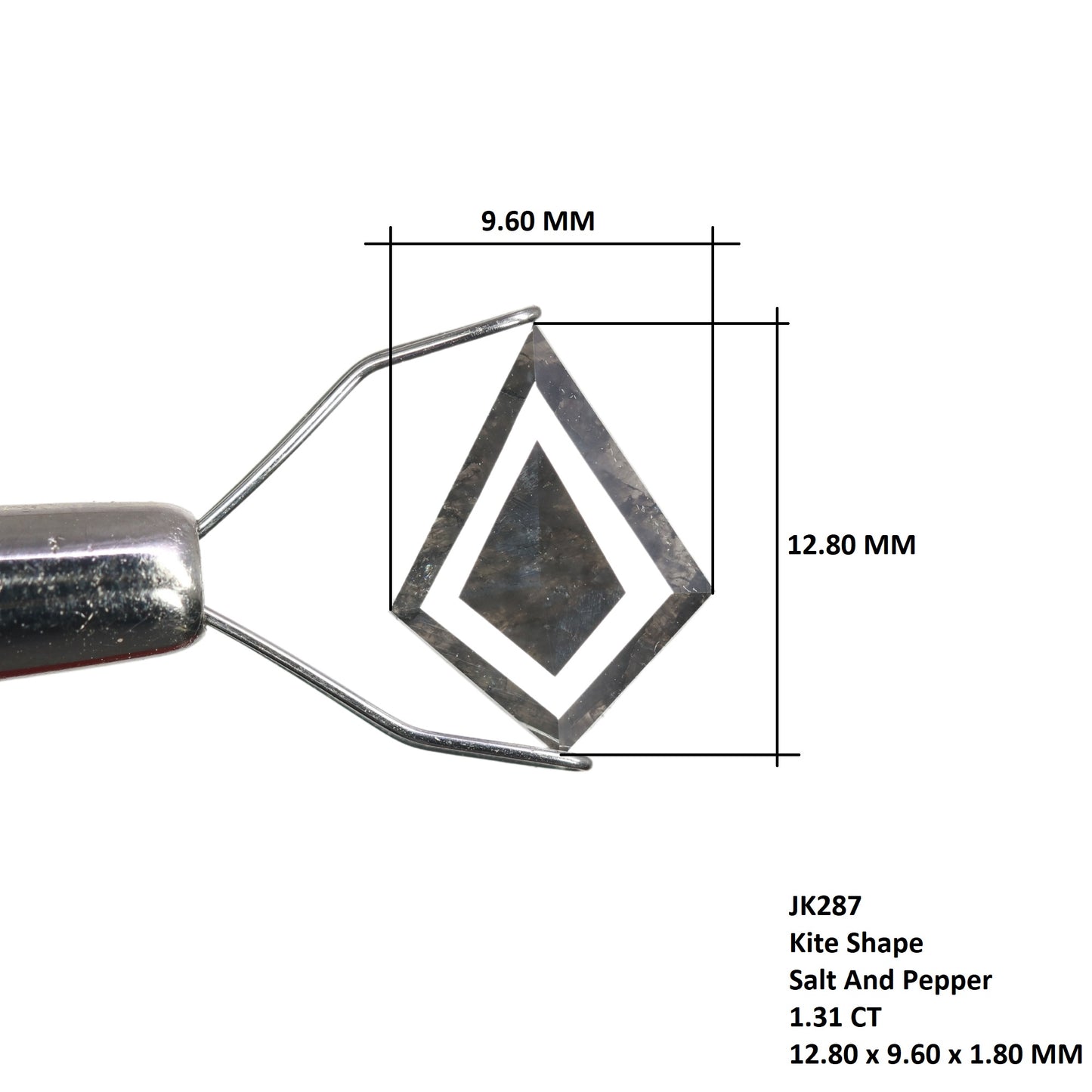 1.31 CT Rustic Salt And Pepper Kite Shape Diamond For Proposal Ring - JayKrishna Diamond