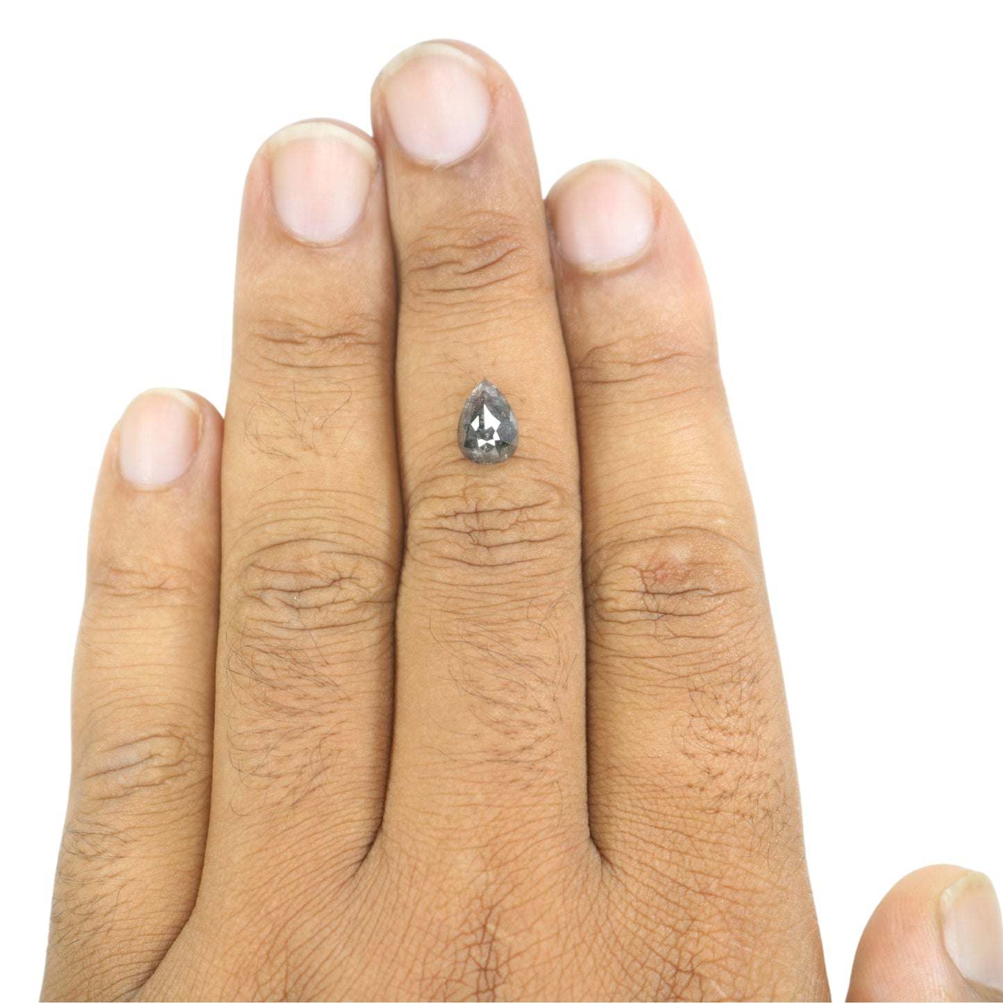 2.06 CT Pear Shape Salt And Pepper Rustic Diamond For Engagement Ring | Proposal Ring - JayKrishna Diamond