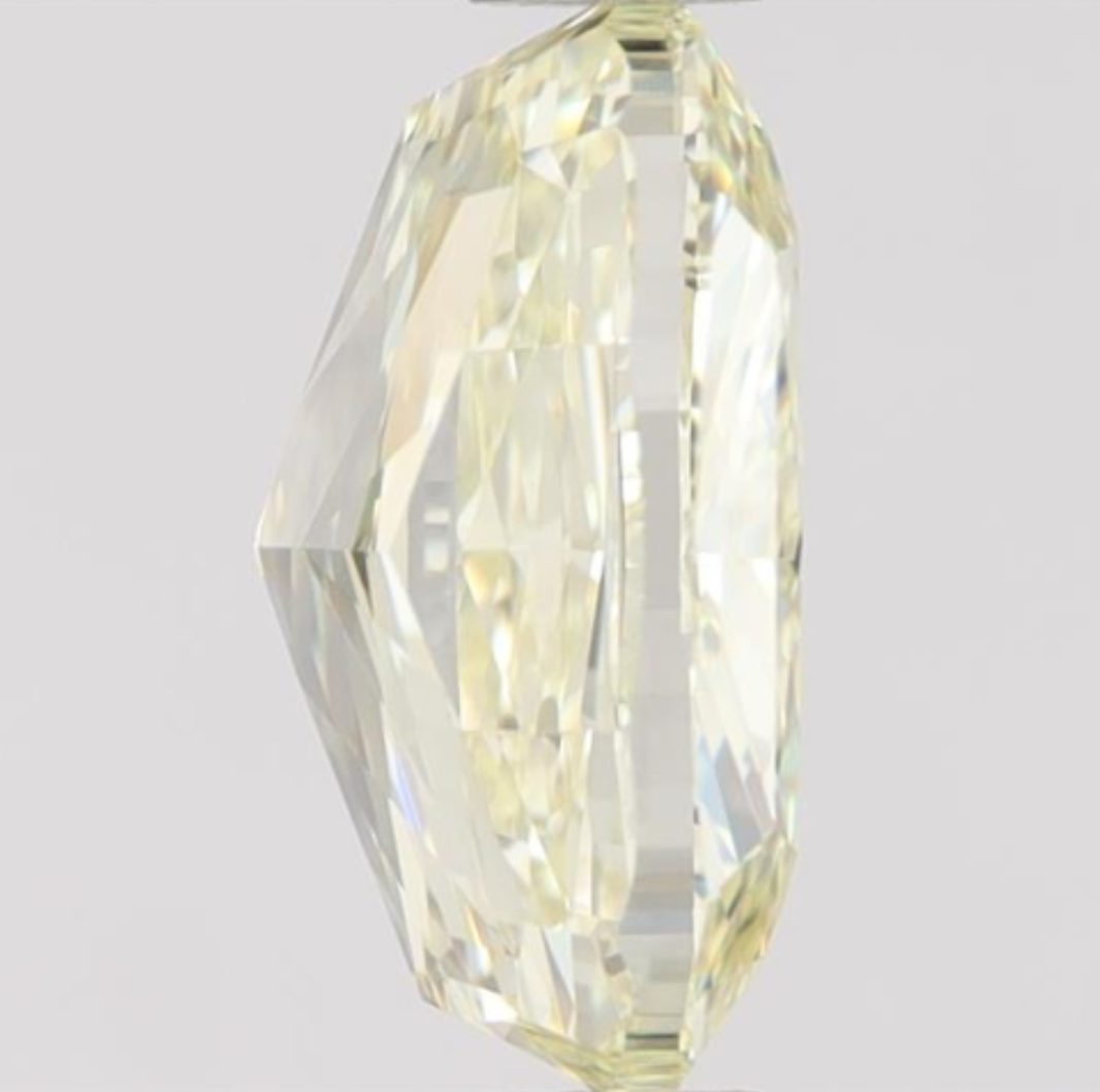 Natural 1.52 CT Cushion Modified Brilliant Cut Fancy Light Yellow Clarity Grade Internally Flawless Diamond.
