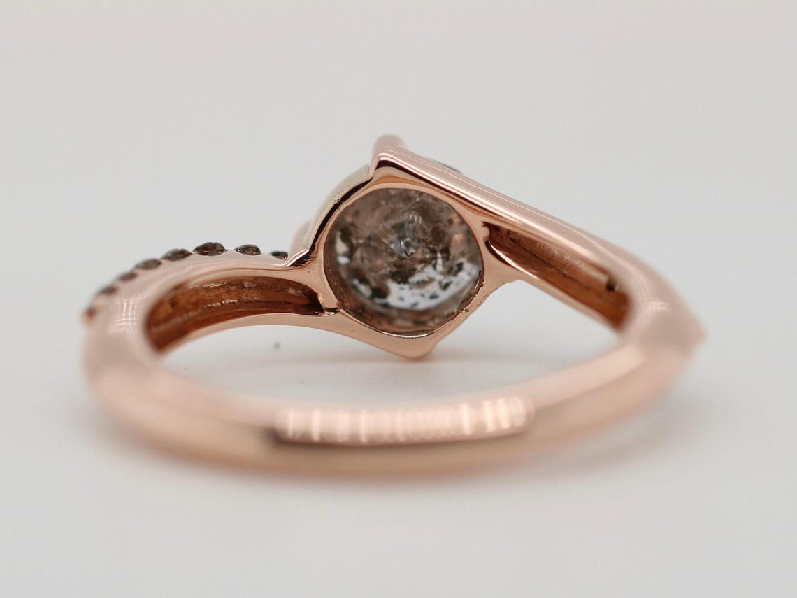 Vintage Salt and Pepper Diamond Wedding Band Half Eternity Gold Ombre Ring White Gray Black Stacking Ring