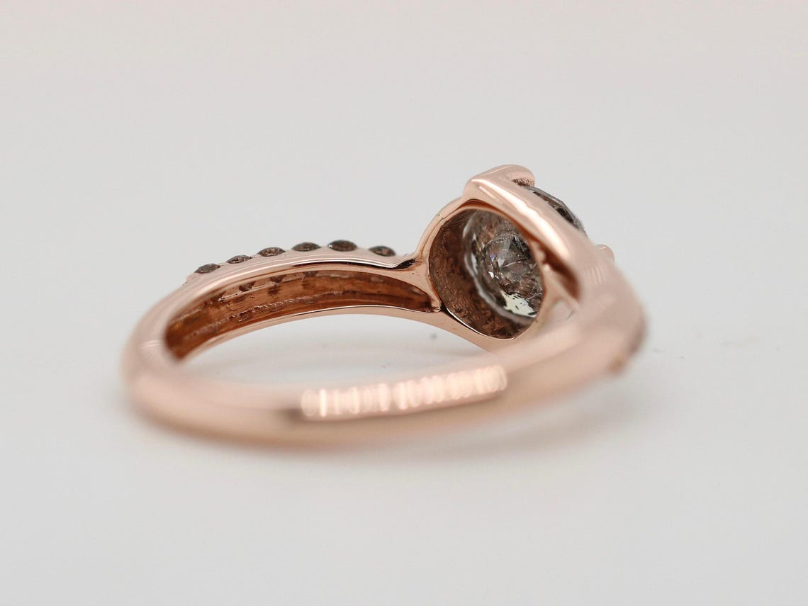 Vintage Salt and Pepper Diamond Wedding Band Half Eternity Gold Ombre Ring White Gray Black Stacking Ring
