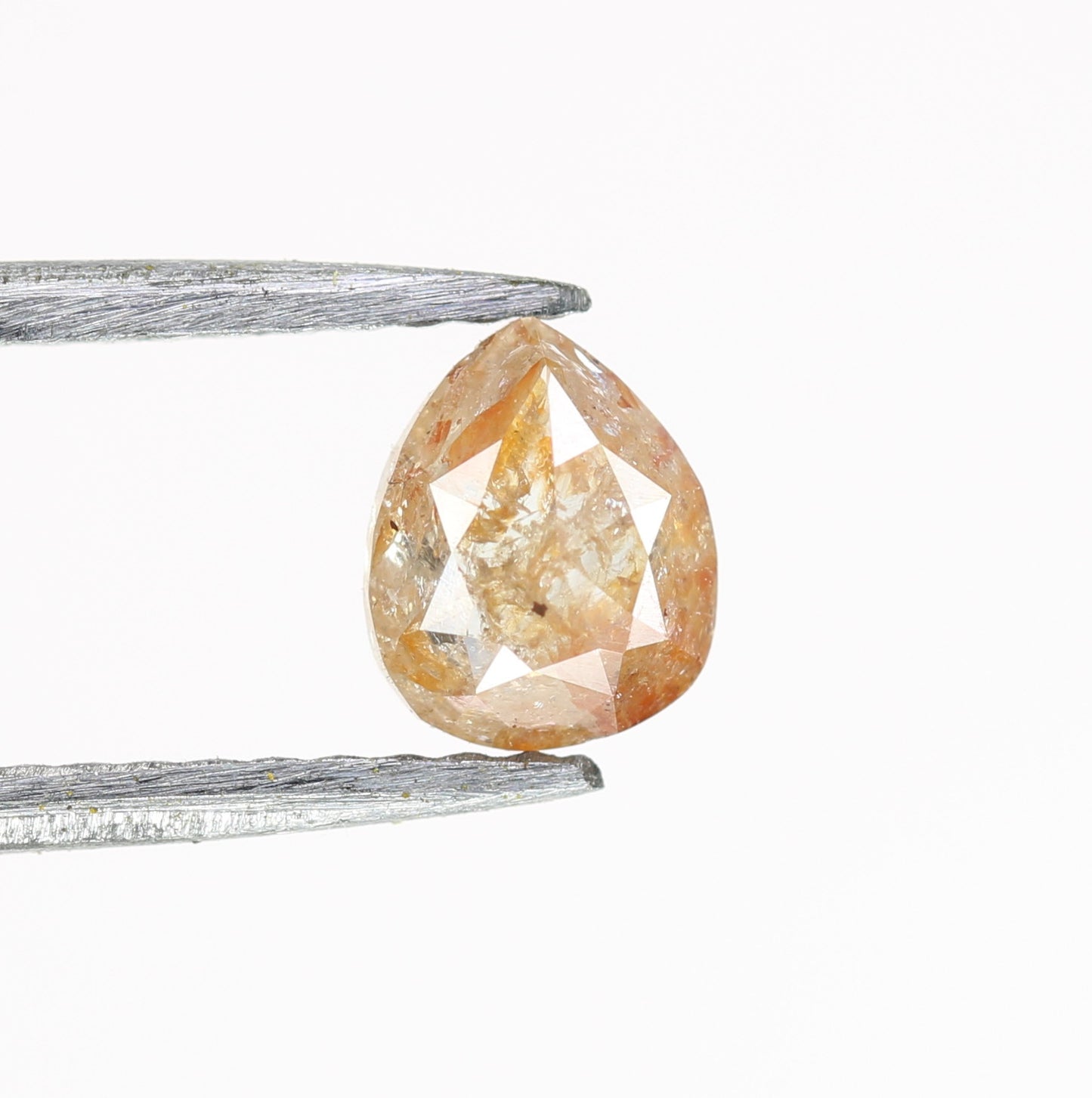 0.48 CT Pear Peach Colour Diamond For Engagement Necklace | Pear Matte Finish Band Ring - JayKrishna Diamond