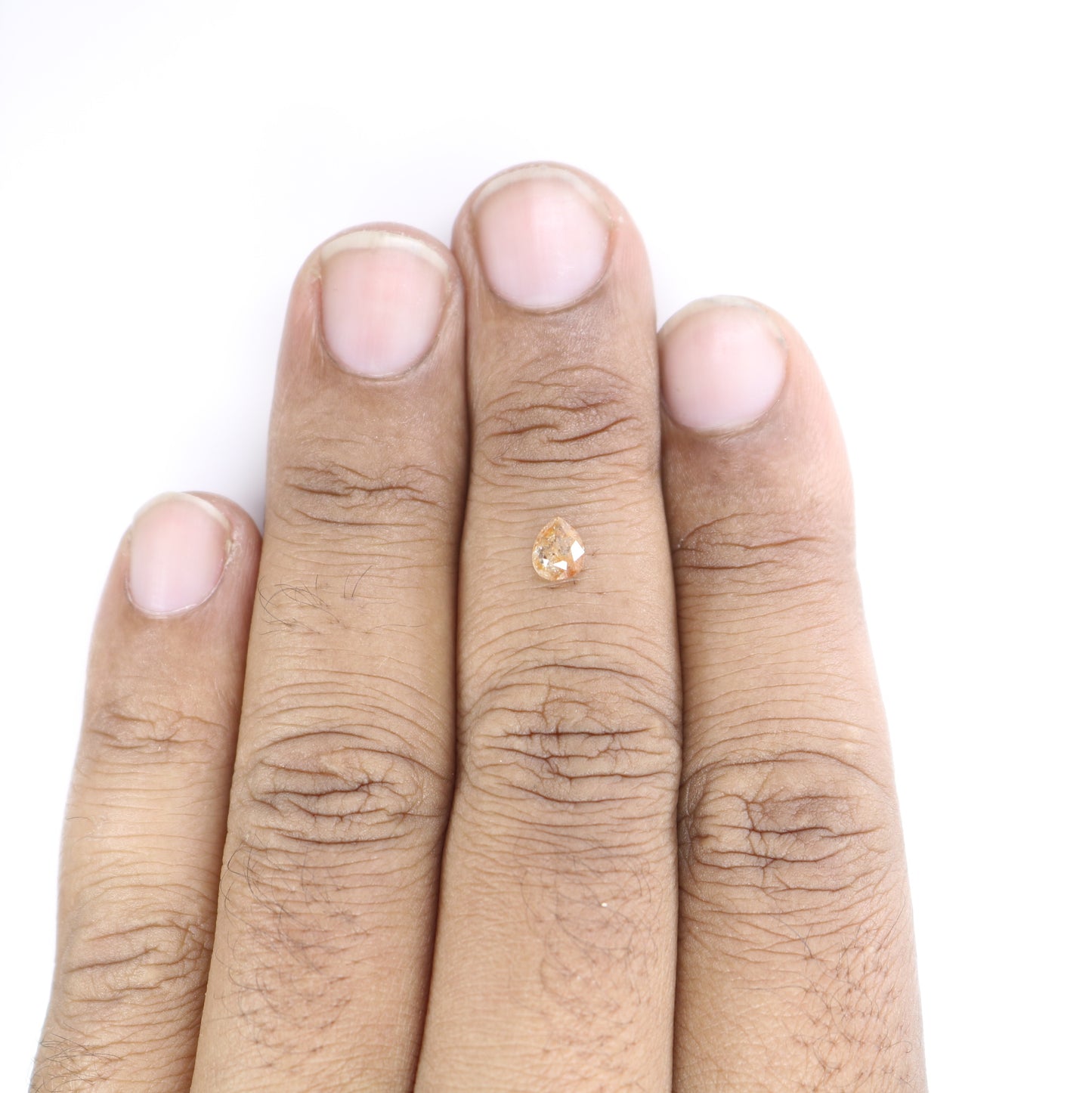 0.48 CT Pear Peach Colour Diamond For Engagement Necklace | Pear Matte Finish Band Ring - JayKrishna Diamond