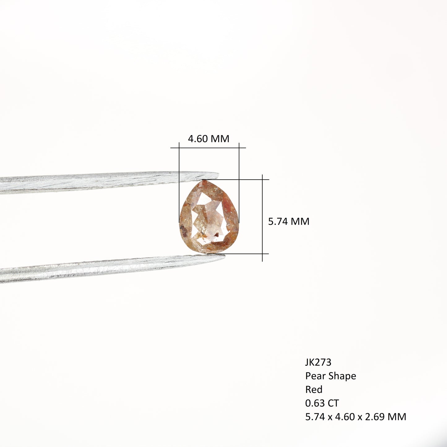0.63 CT Red Pear Natural Loose Diamond for a Captivating Anniversary Ring: Rustic Pear Diamond Engagement Ring Design - JayKrishna Diamond