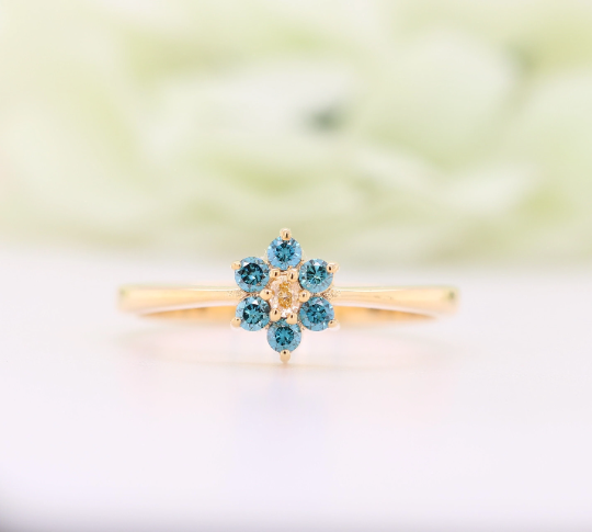 Diamond Trefoil Ring | 14k Solid Gold Tiny Promise Ring | Small Shamrock Ring Women | 14k Clover Engagement Ring, Solid Gold Promise Ring - JayKrishna Diamond
